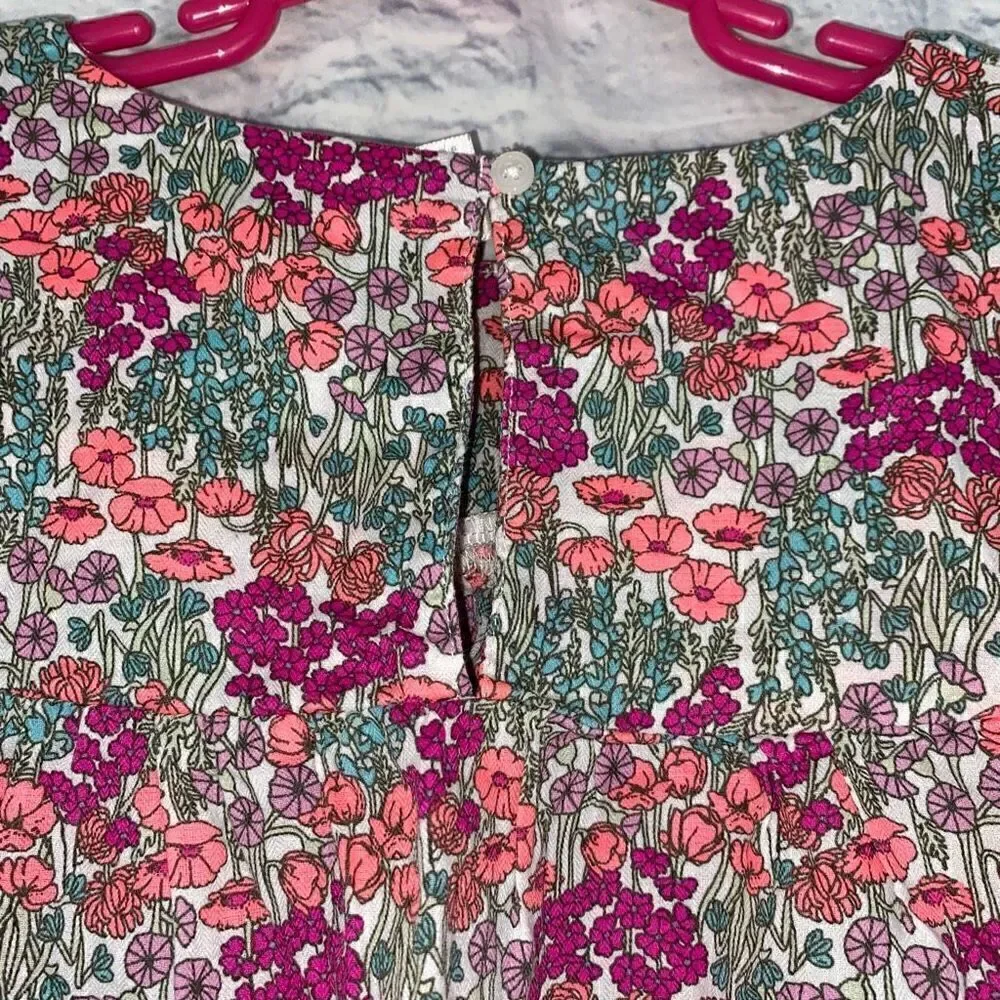 Oshkosh floral print longsleeve top, freestyle ruffle skirt sz 10 girls